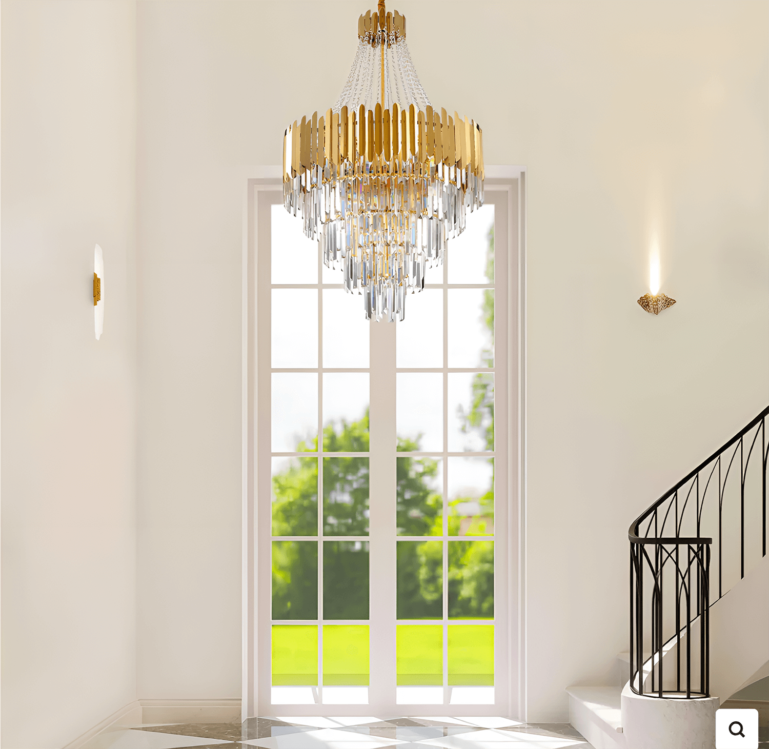 Golden Modern Luxury Crystal Chandelier For Foyer and Entryway | Lumimuse