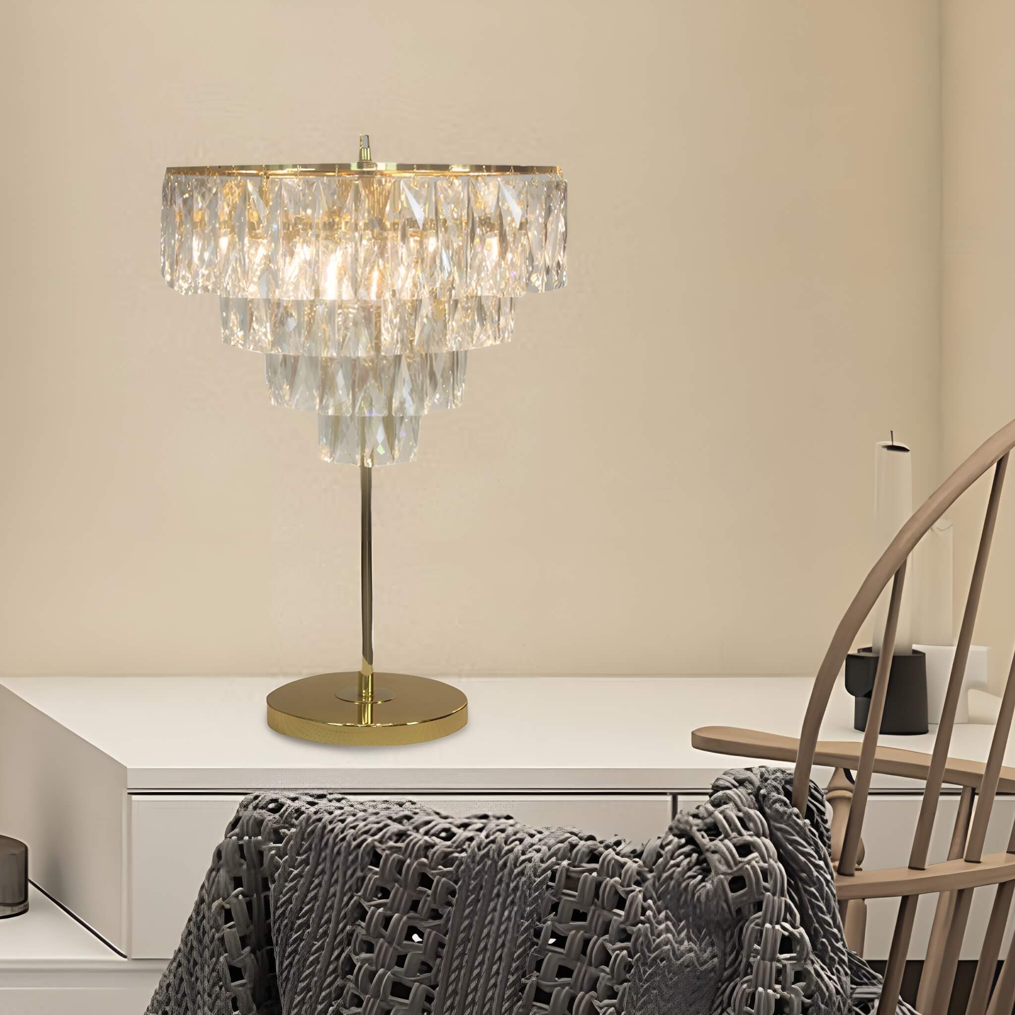 Luxe French Crystal Table Lamp for Living Room and Bedroom | Lumimuse