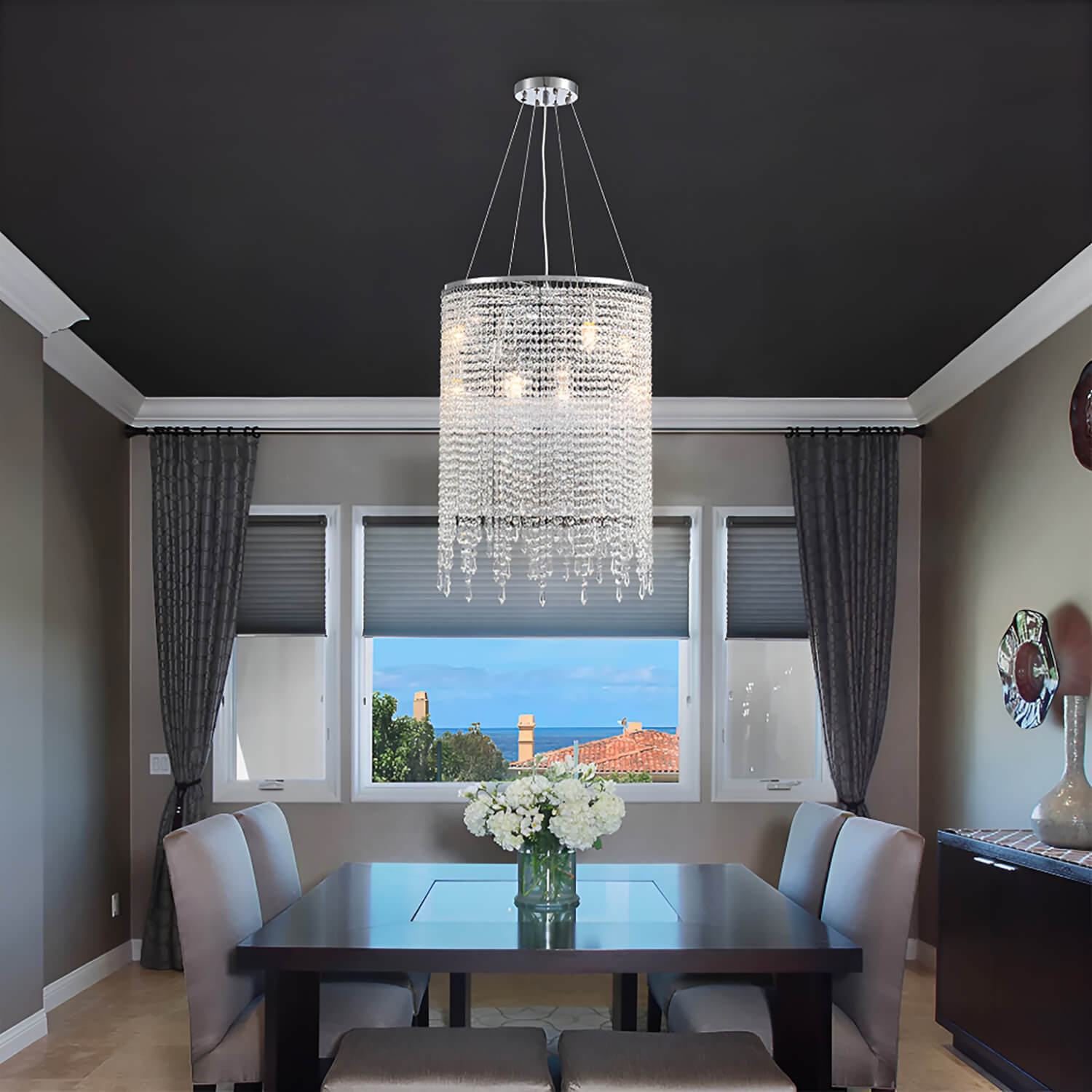 Luxury Linear Round Contemporary Island Crystal Chandelier | LumiMuse