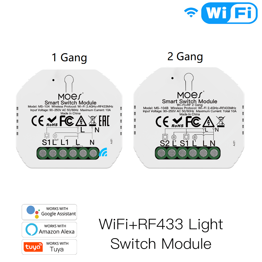 Mini DIY WiFi Relay Module, RF433 Smart Light Switch Module, 1/2 Gang Reset | LumiMuse