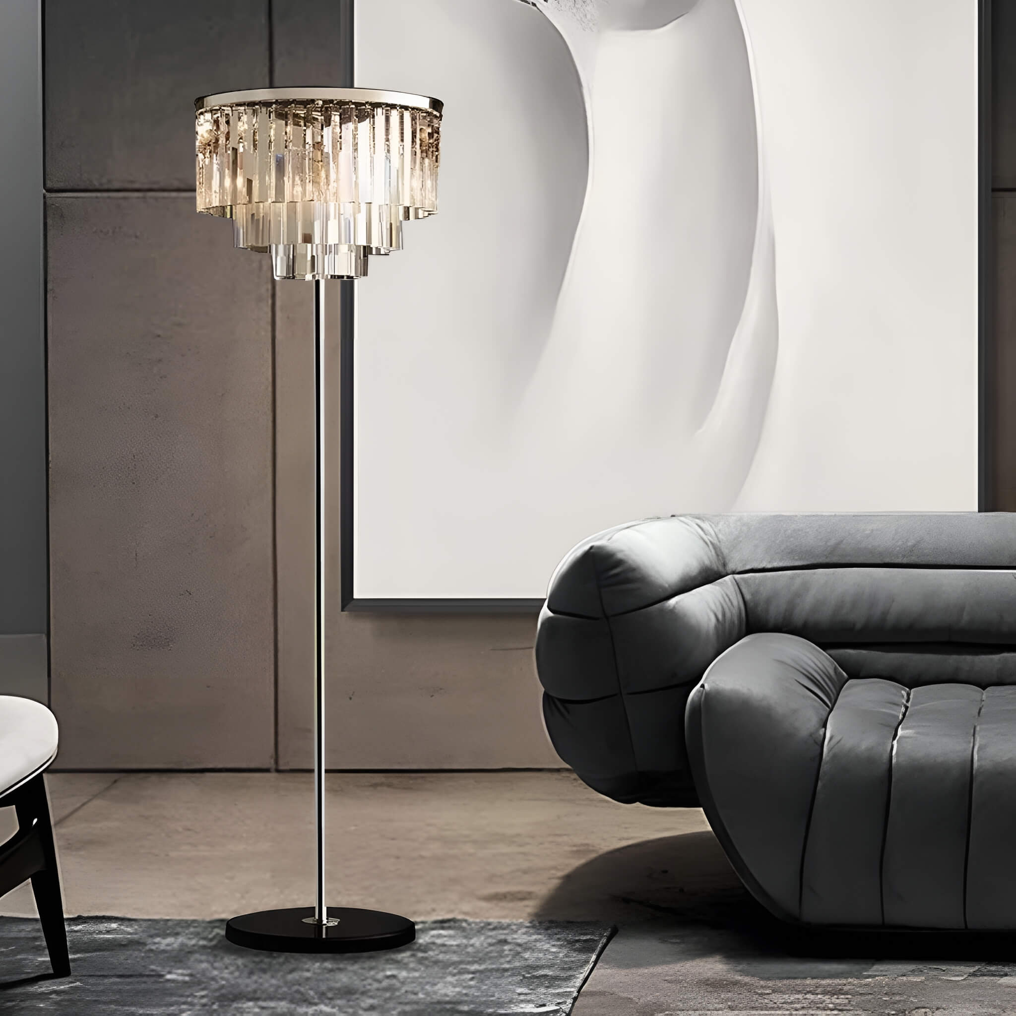 Modern American Crystal Floor Lamp for Elegant Living Spaces | LumiMuse