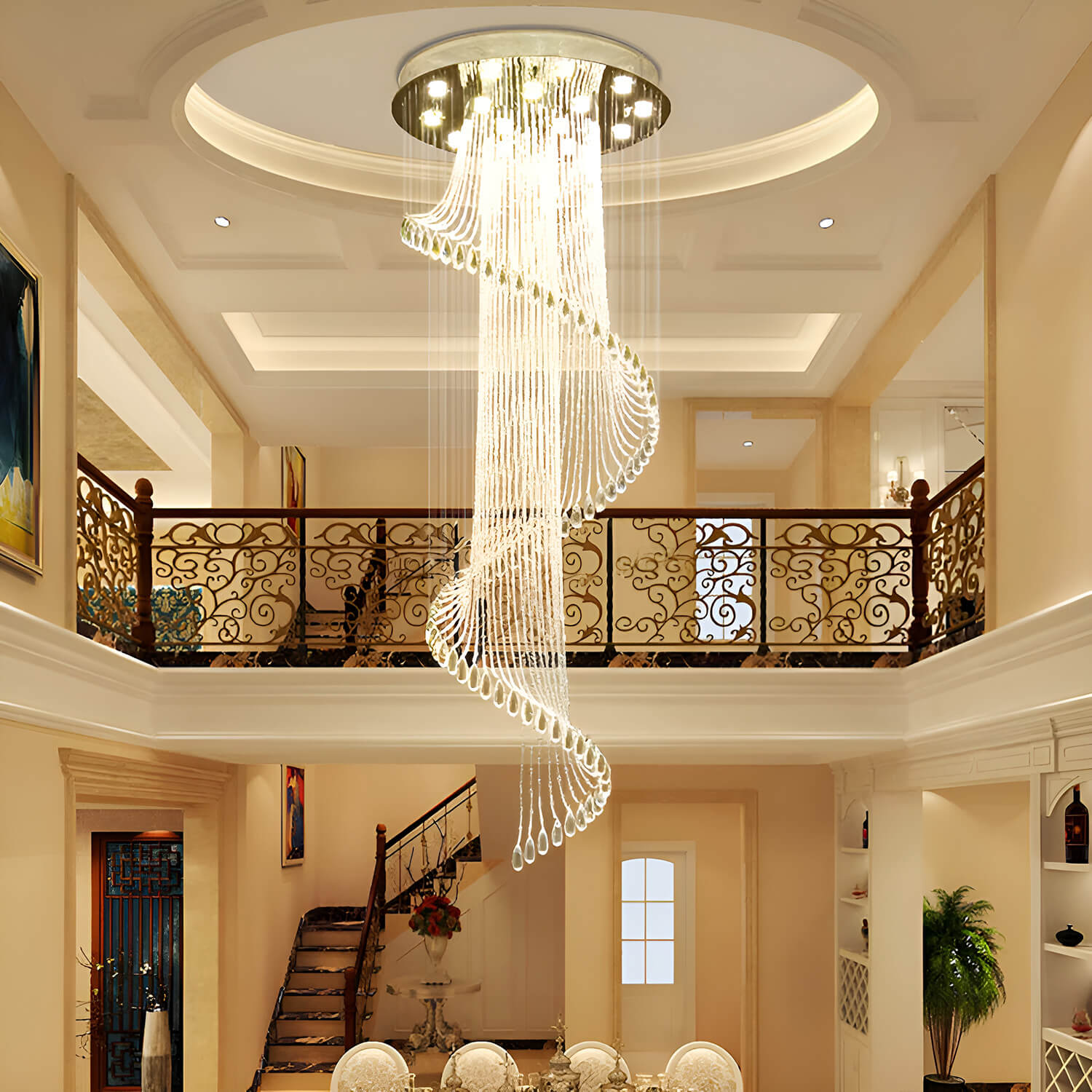 Modern Art Design Crystal Spiral Raindrop Chandelier | LumiMuse