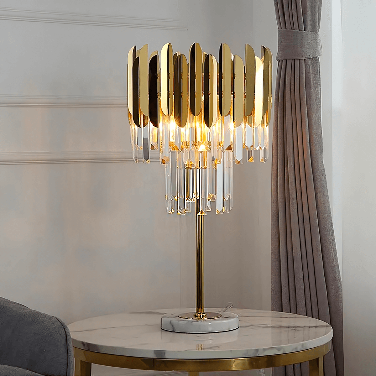 Modern Creative Crystal Bedside Table Lamp | LumiMuse