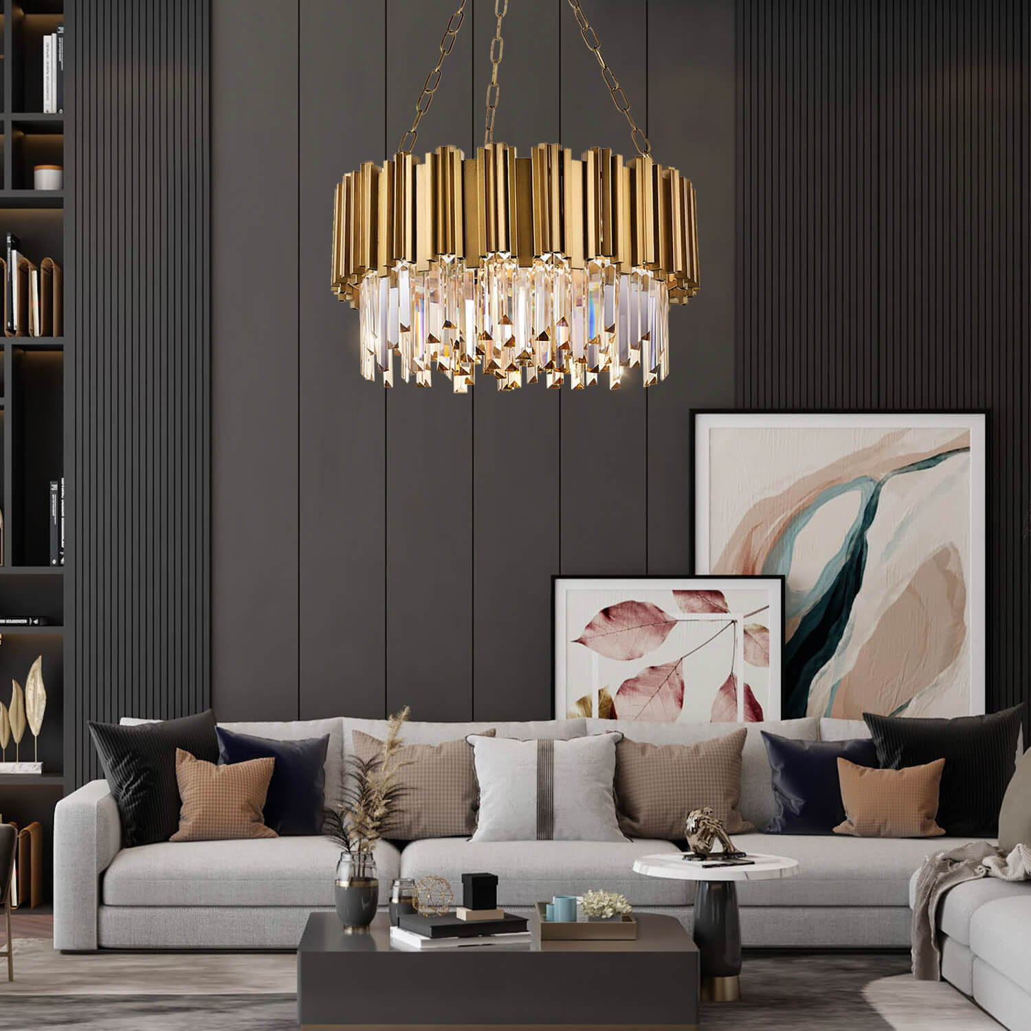 Modern Gold Luxury Crystal Large Chandeliers for Living Room and Bedroom | LumiMuse