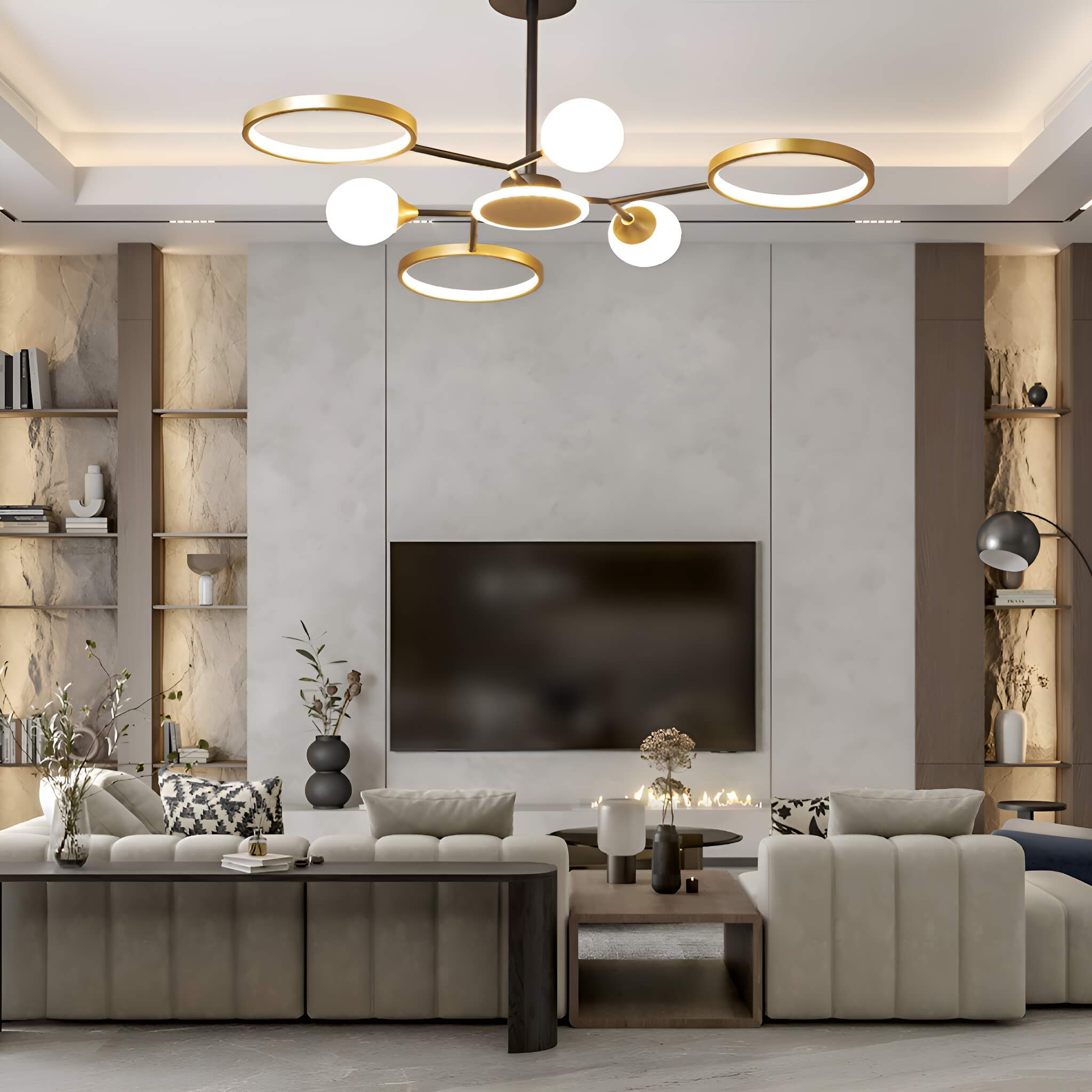 Gold Rings Modern Sputnik Ceiling Lights | Lumimuse