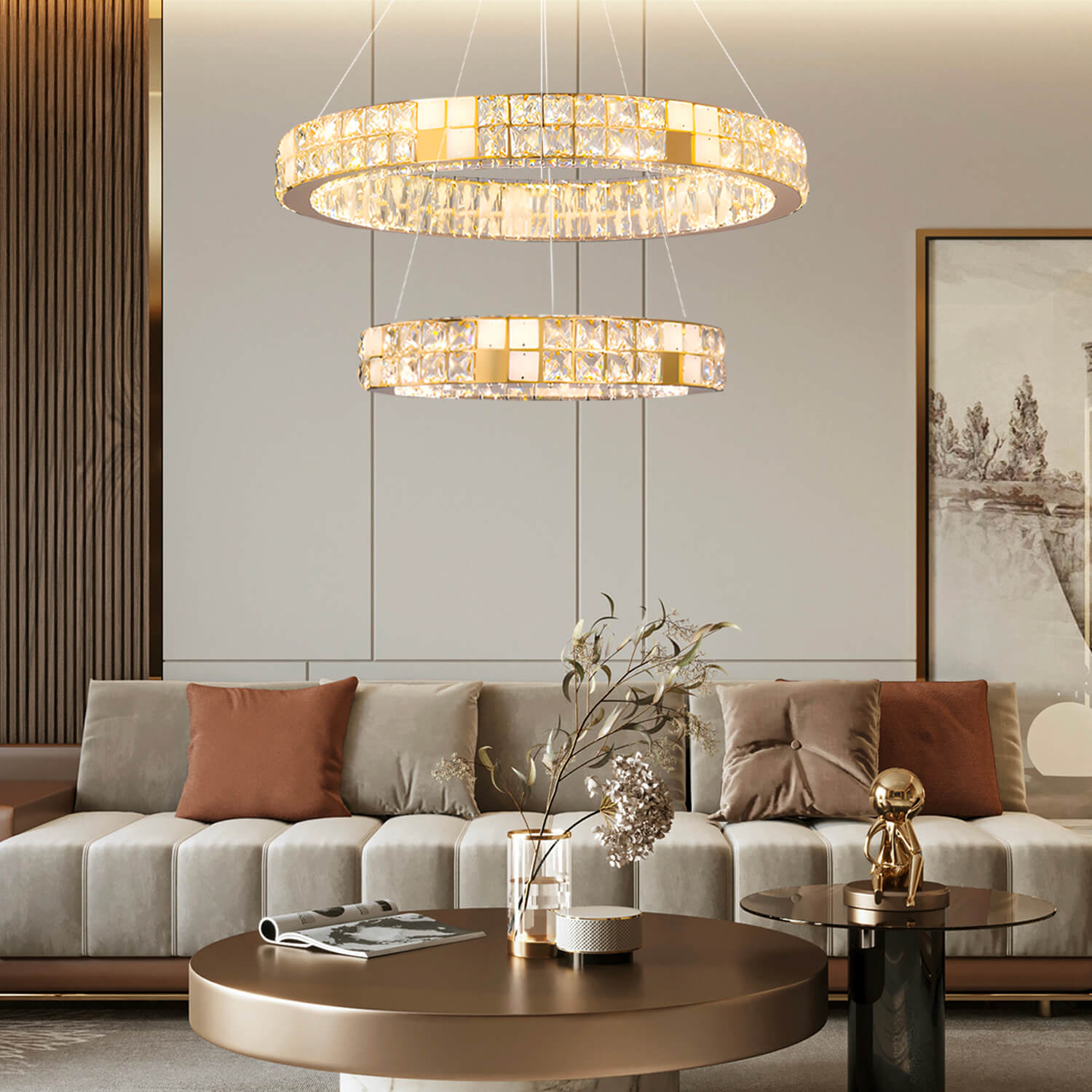 Modern Luxury Crystal and Marble Chandelier | Lumimuse