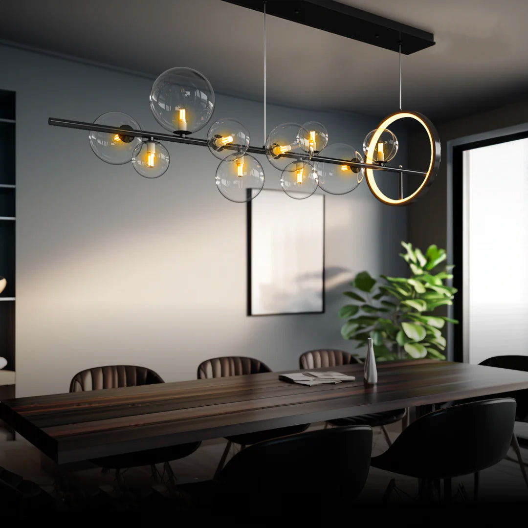 Modern Nordic Dining Room Chandelier: Trendy Glass Bubble Lighting | LumiMuse