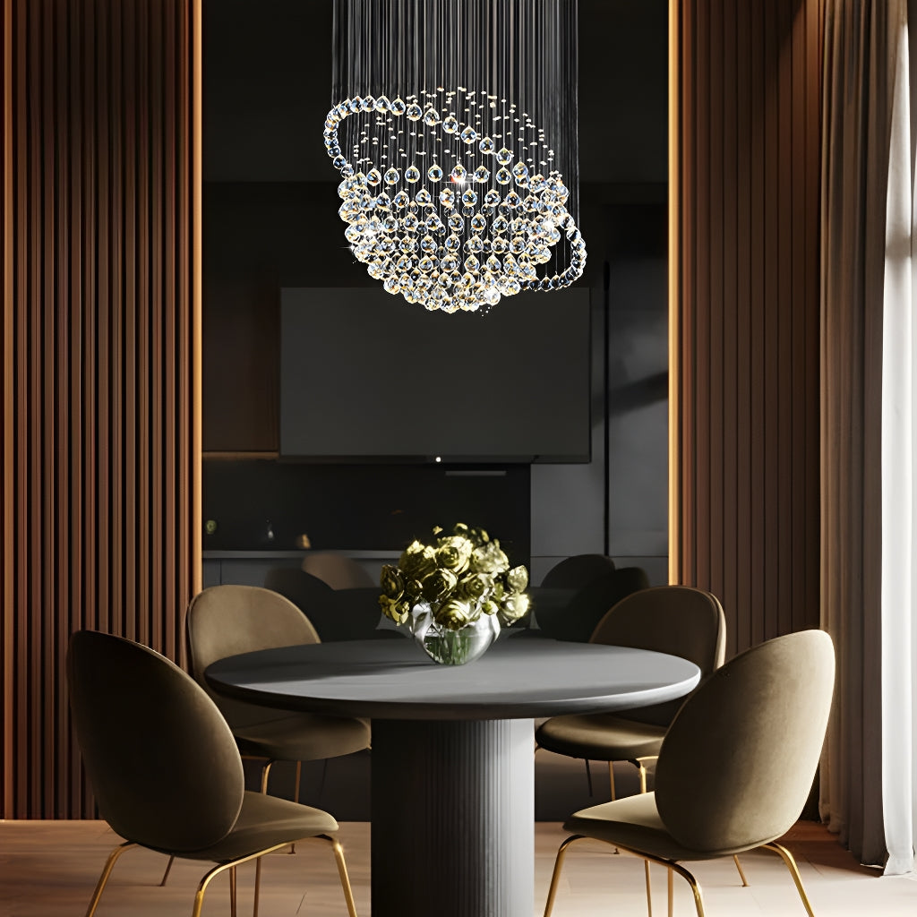 Modern Star Sphere Rain Drop Chandelier with Orbit | LumiMuse