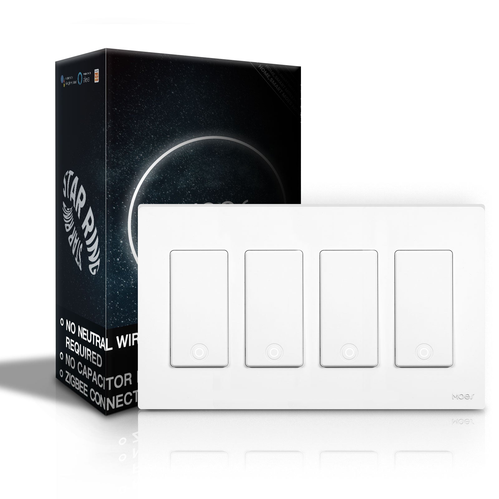 LumiMuse Star Ring ZigBee Smart Light Switch Single Pole, No Neutral Required, No Capacitor