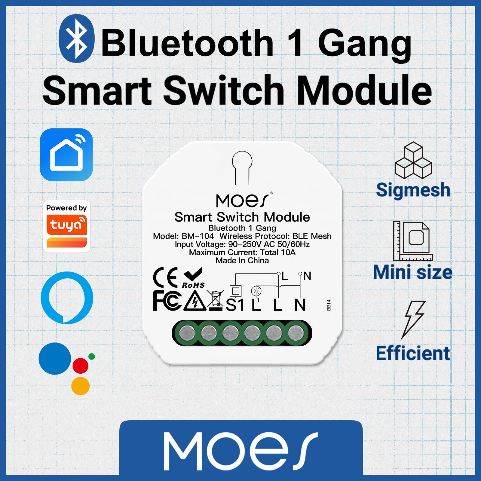 Bluetooth Smart Mini Switch Module DIY Light BLE SIGMESH 1 2 Gang Circuit Breaker