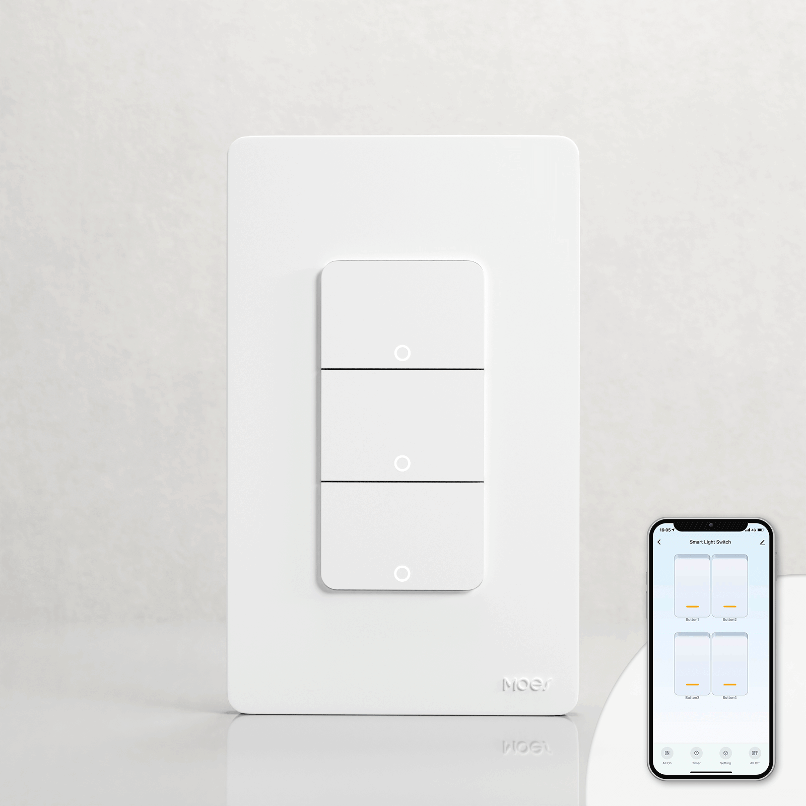 WiFi 1/2/3/4 Gang Smart Light Switch, Alexa Google APP Remote Light Switching