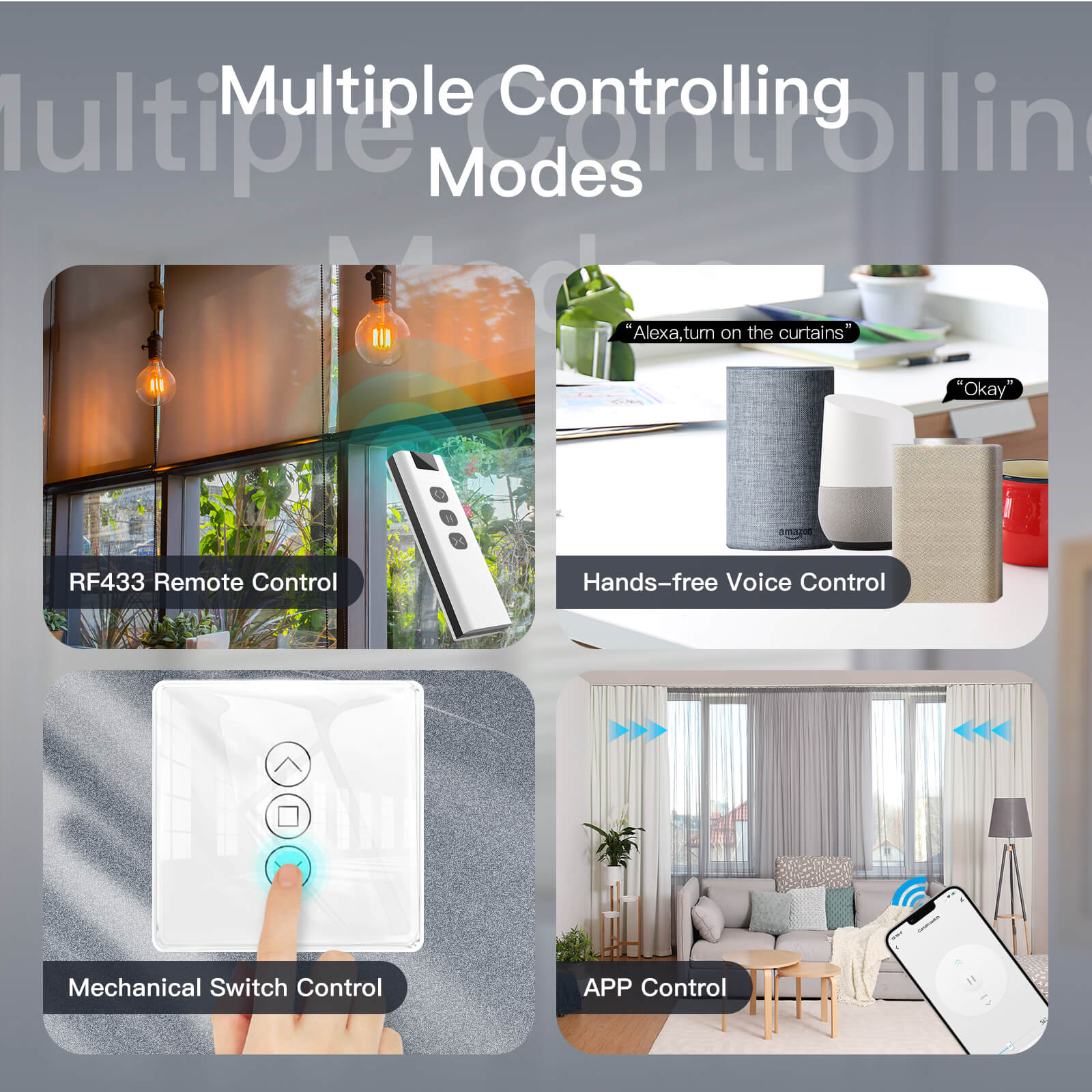 LumiMuse WiFi Curtain Switch RF433 Smart 2.5D Arc Glass Touch Panel for Roller Blinds Shutters