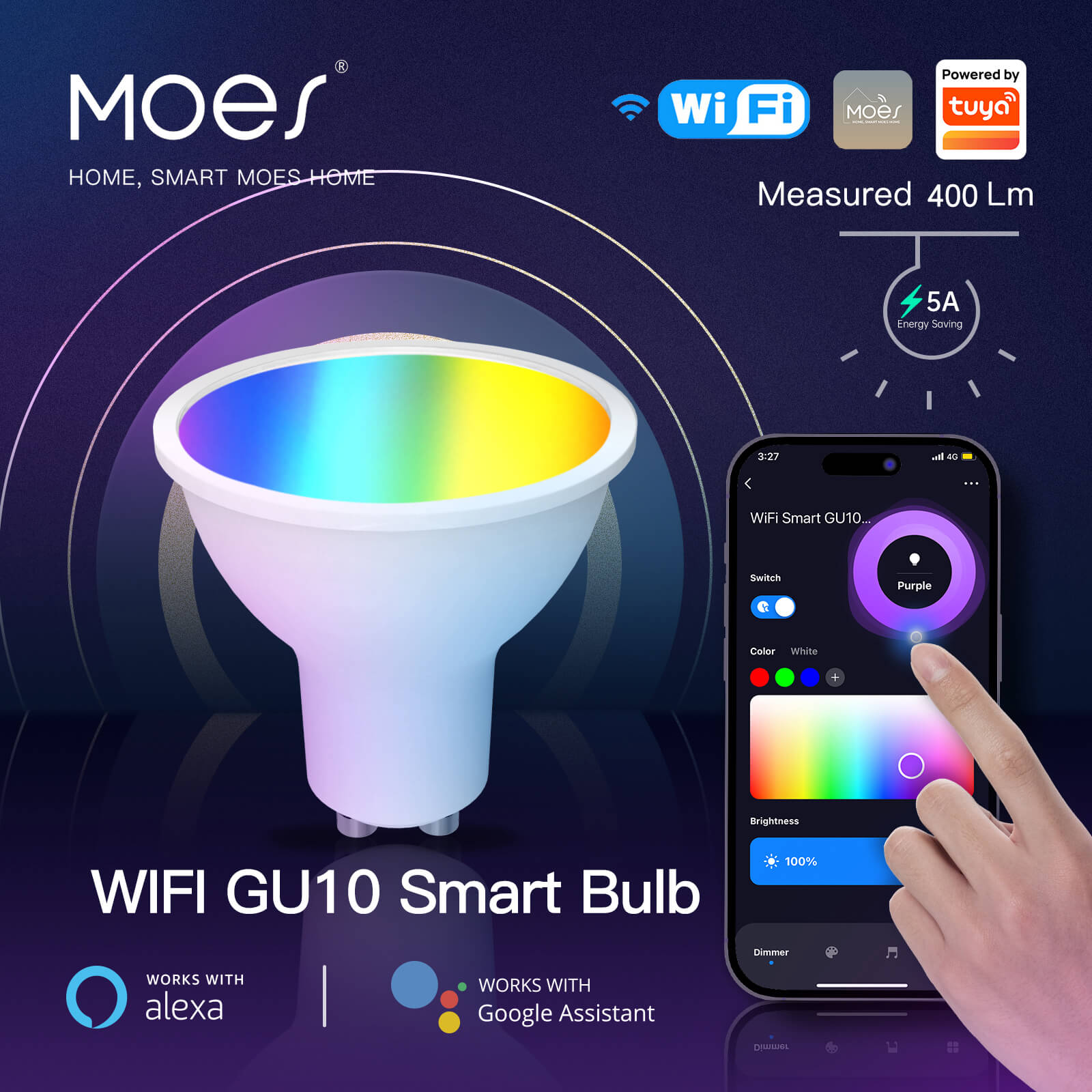 LumiMuse GU10 WiFi Smart Light Bulbs LED RGB Warm Dimmable Lamps 5W Alexa Google APP