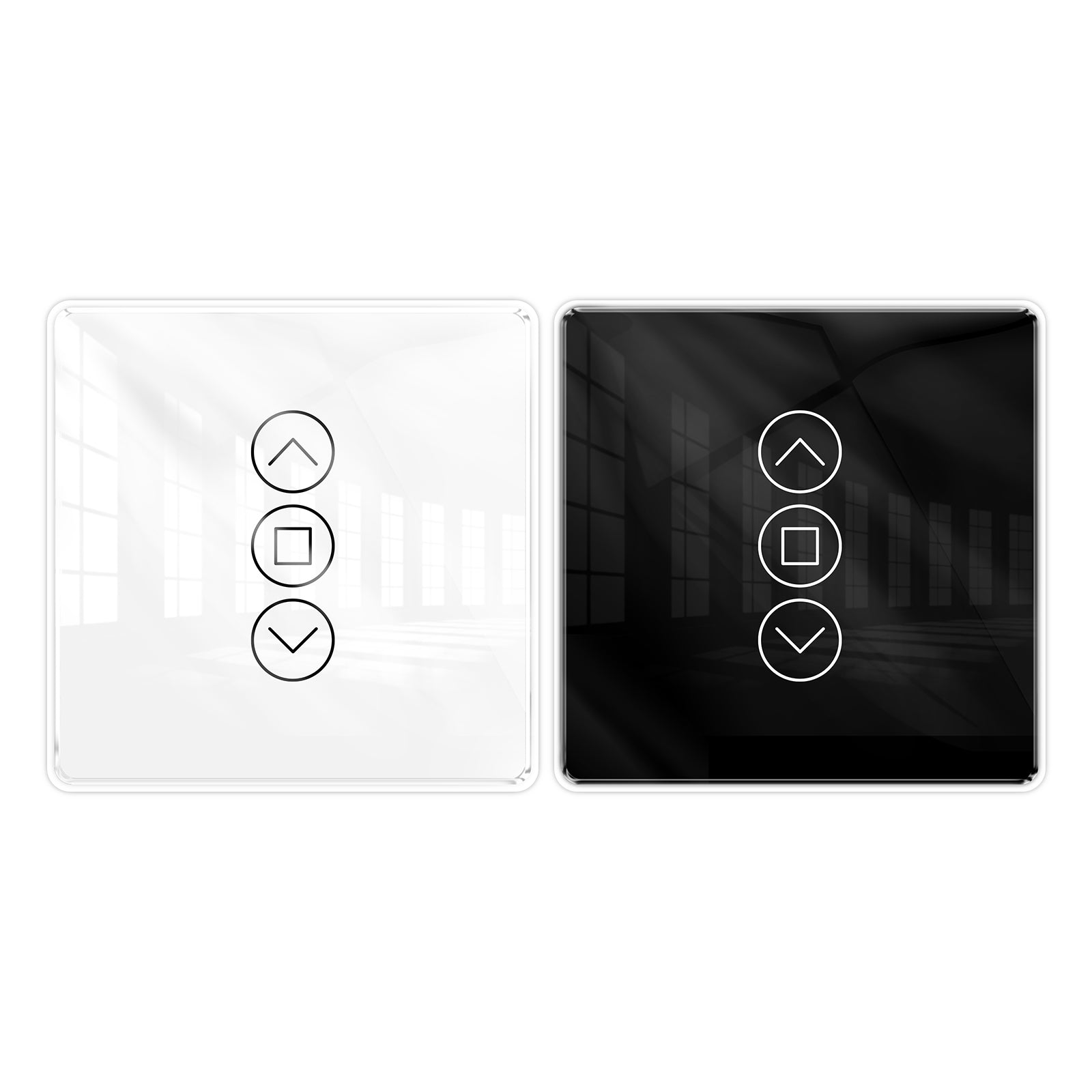 LumiMuse WiFi Curtain Switch RF433 Smart 2.5D Arc Glass Touch Panel for Roller Blinds Shutters