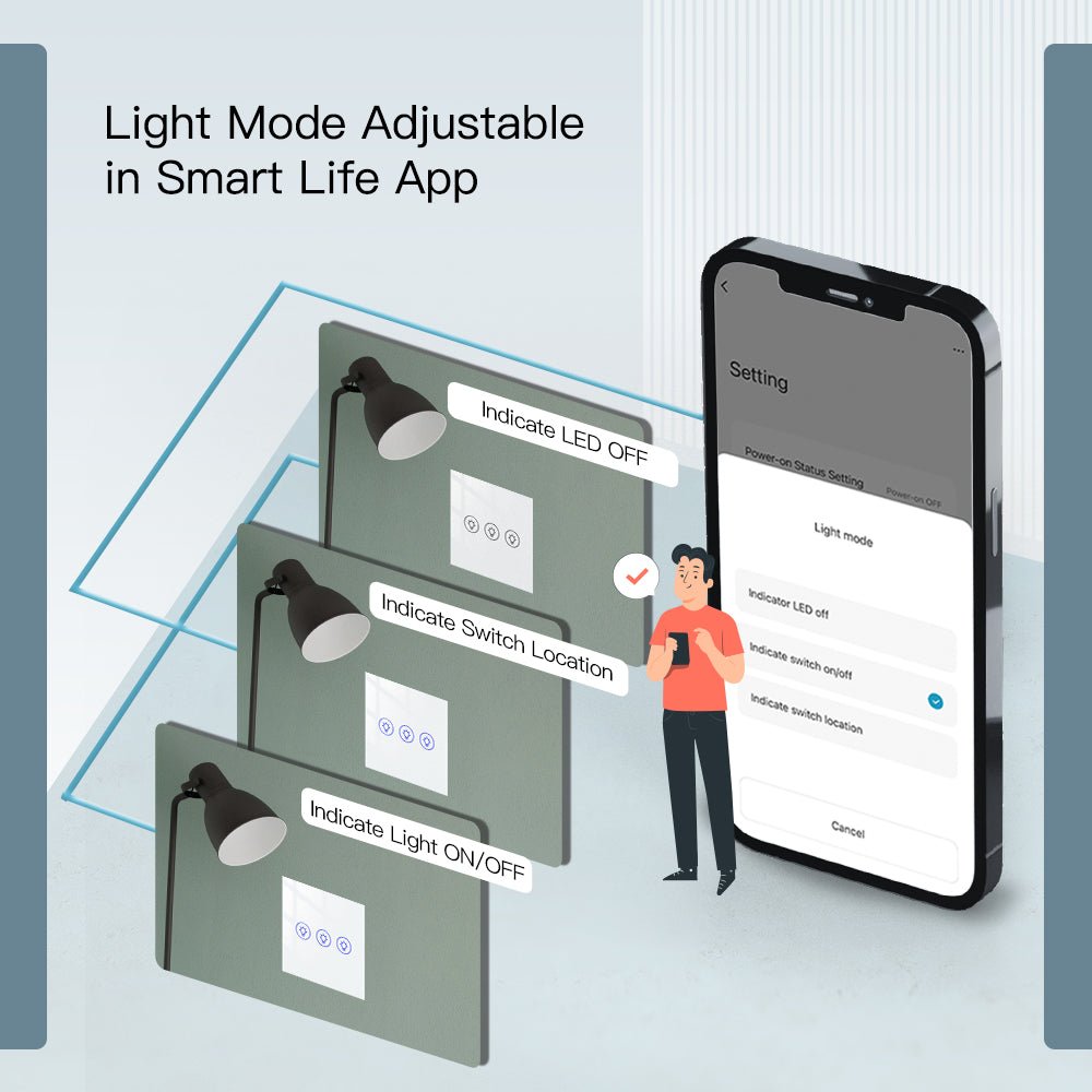 LumiMuse WiFi Smart Light Dimmer Touch Panel Switch 1/2/3 Gang EU Version