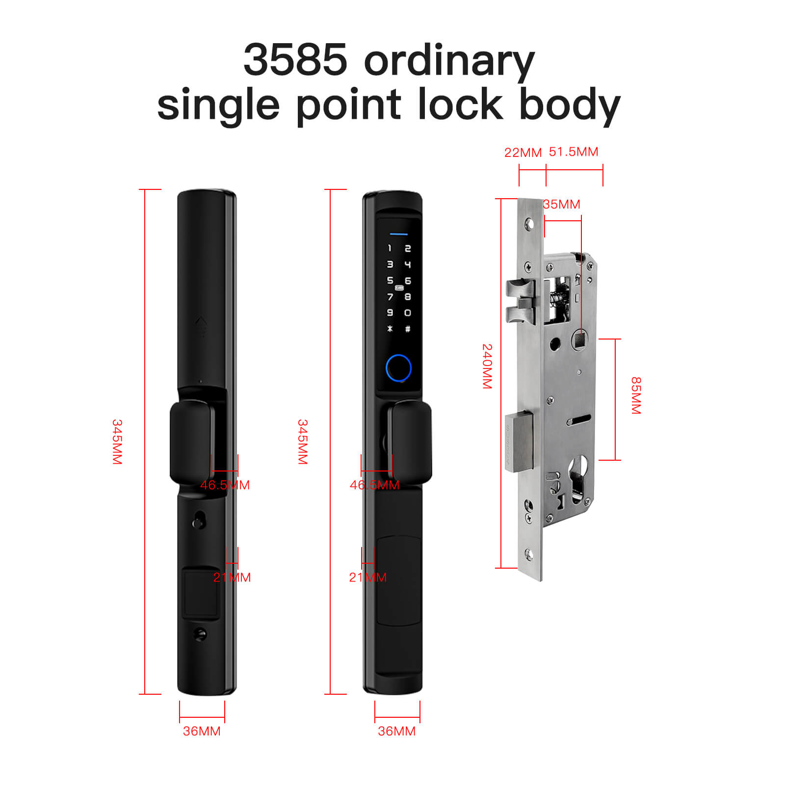 LumiMuse WiFi Smart Narrow Side Fingerprint Coded Door Lock Remote Control Waterproof Two Handle Optional