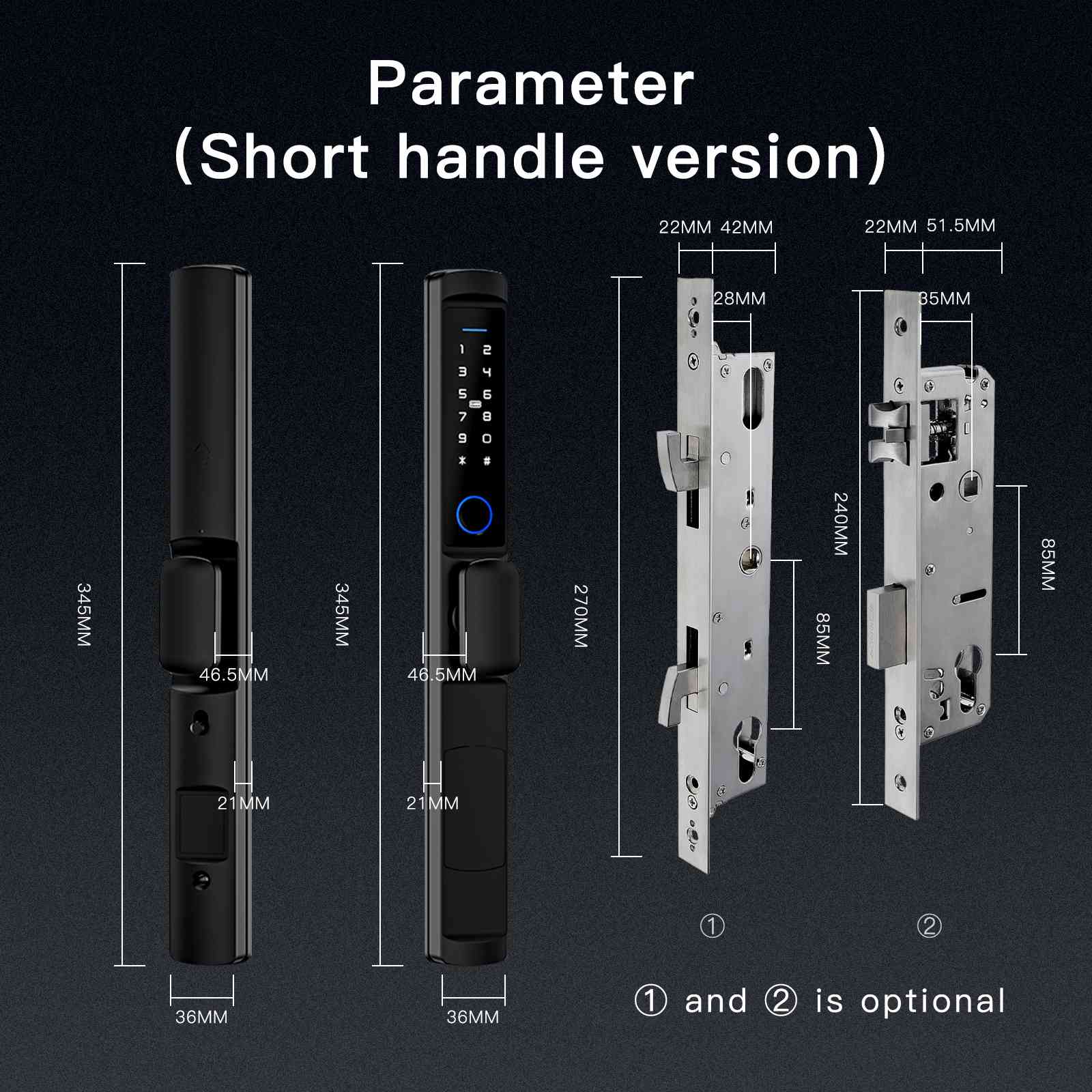 LumiMuse WiFi Smart Narrow Side Fingerprint Coded Door Lock Remote Control Waterproof Two Handle Optional