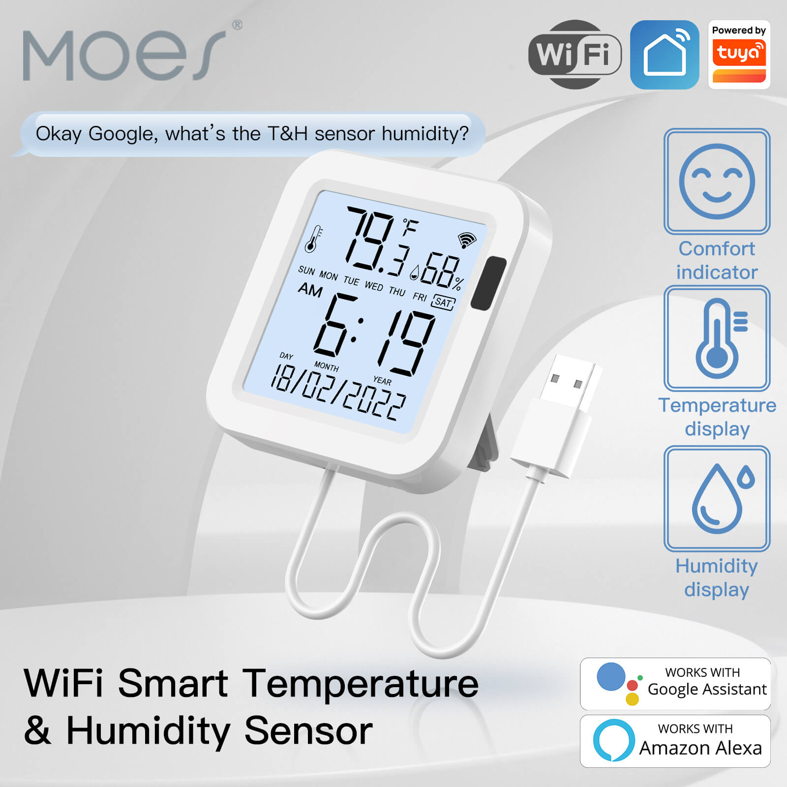 LumiMuse WiFi Smart Temperature & Humidity Sensor with LCD Screen