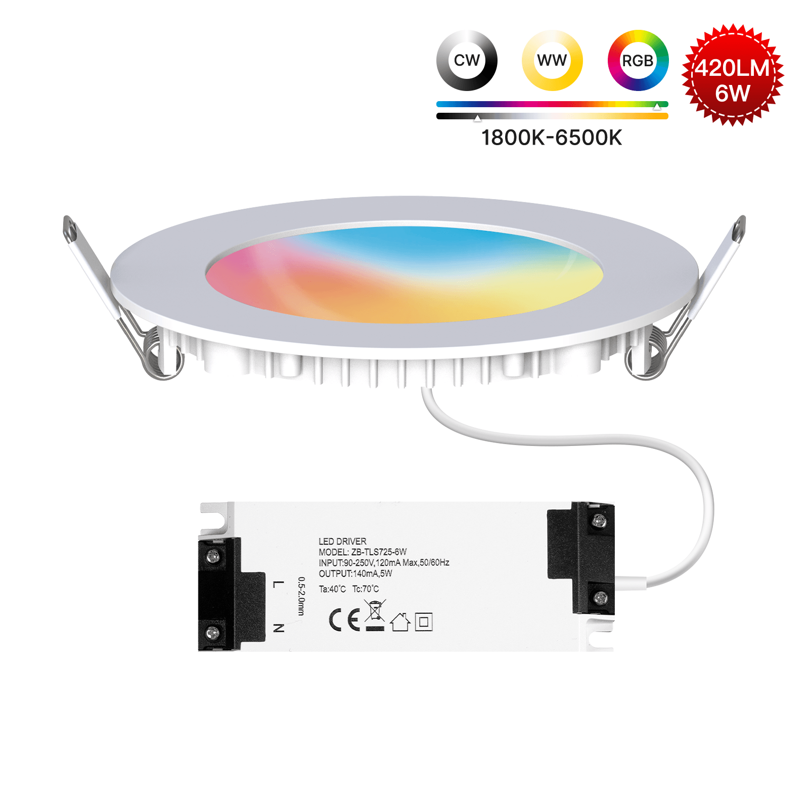 LumiMuse ZigBee Downlight Tuya Dimming Spot lamp 6W RGB Change Warm Cool light