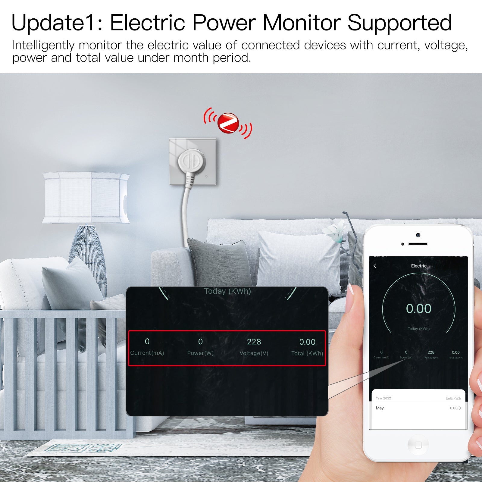 LumiMuse ZigBee Smart Wall Socket Glass Panel Power Monitor Hub Required