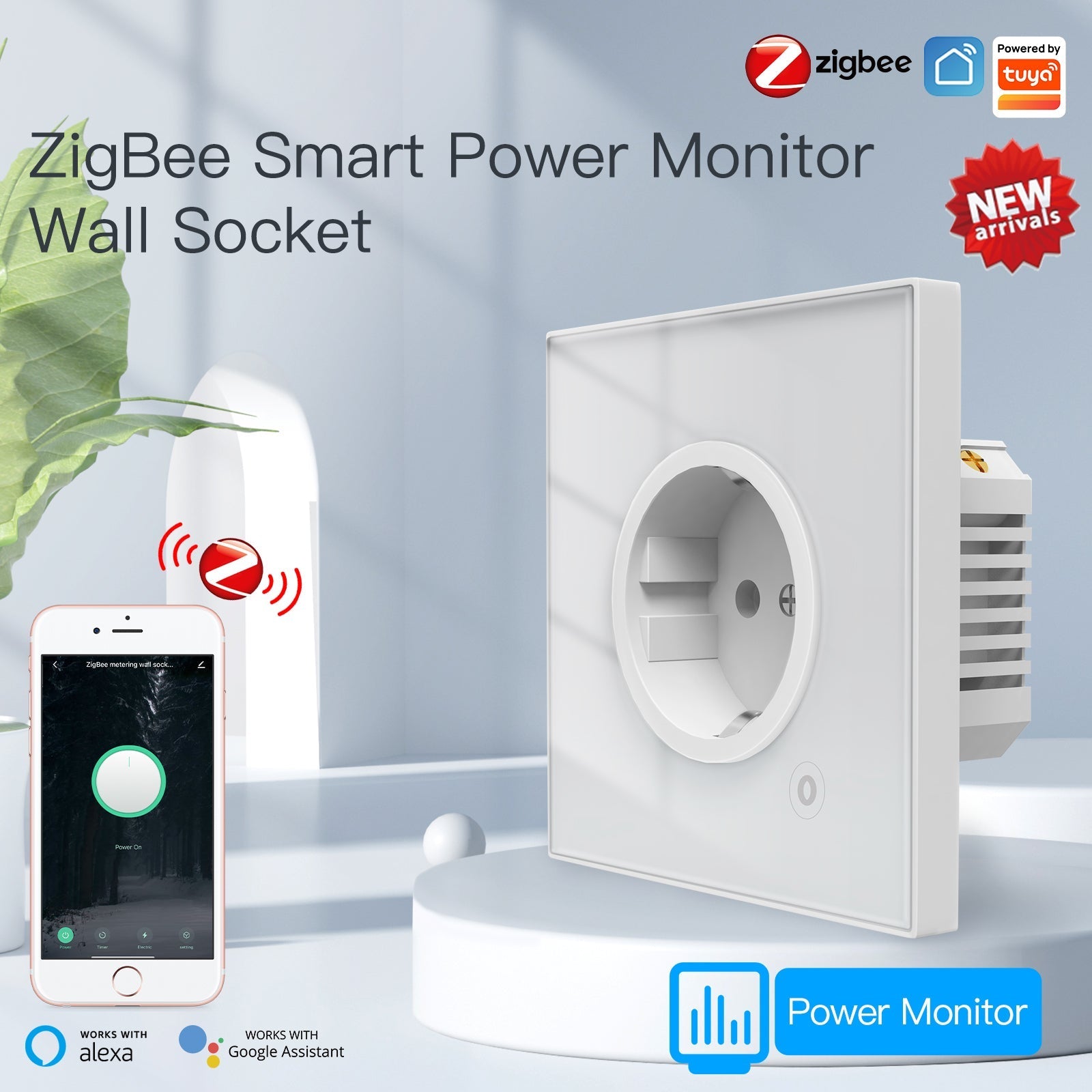 LumiMuse ZigBee Smart Wall Socket Glass Panel Power Monitor Hub Required