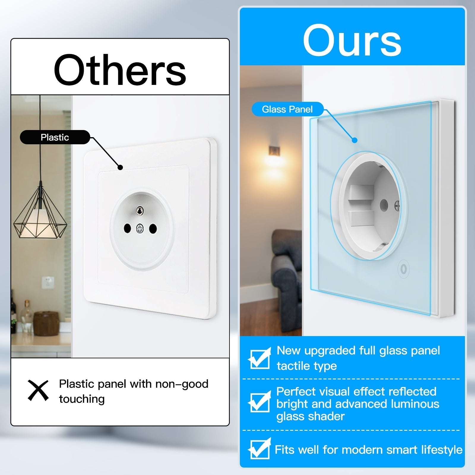 LumiMuse ZigBee Smart Wall Socket Glass Panel Power Monitor Hub Required