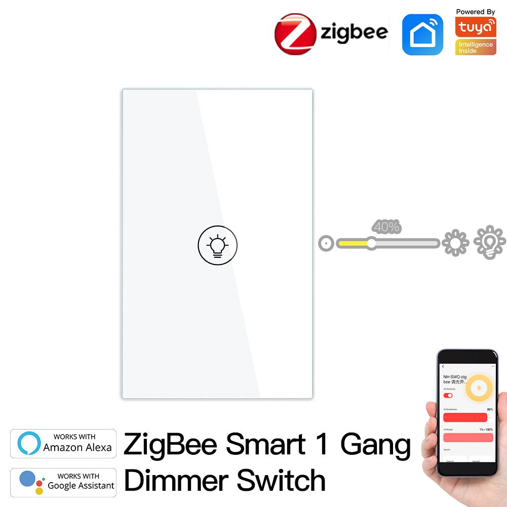 ZigBee Smart Dimmer Switch, Multi-gang Smart Light Dimmer Switch, US Single Pole Neutral Wire Required