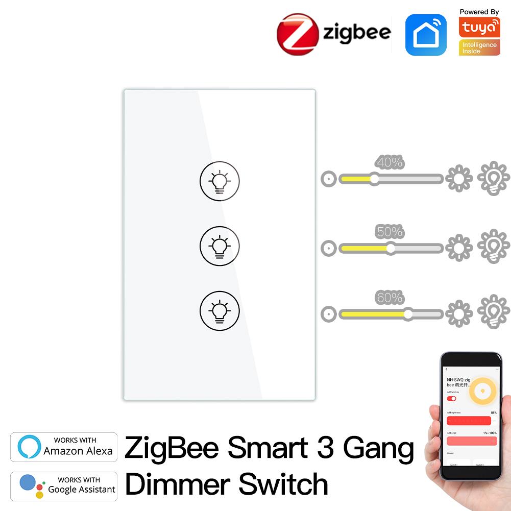 ZigBee Smart Dimmer Switch, Multi-gang Smart Light Dimmer Switch, US Single Pole Neutral Wire Required