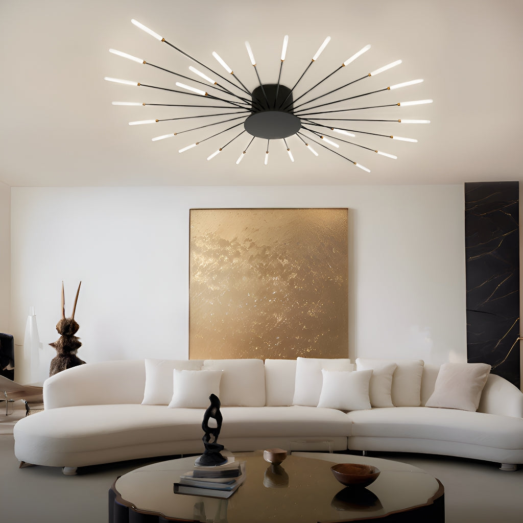 Modern LED Flush Mount Firework Ceiling Light with Metal Acrylic Sputnik Shape  | LumiMuse