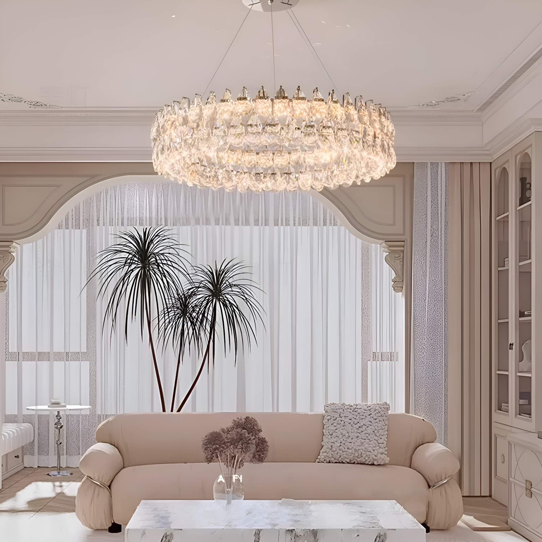 One Ring Crystal Pendant Light Living Room | Lumimuse