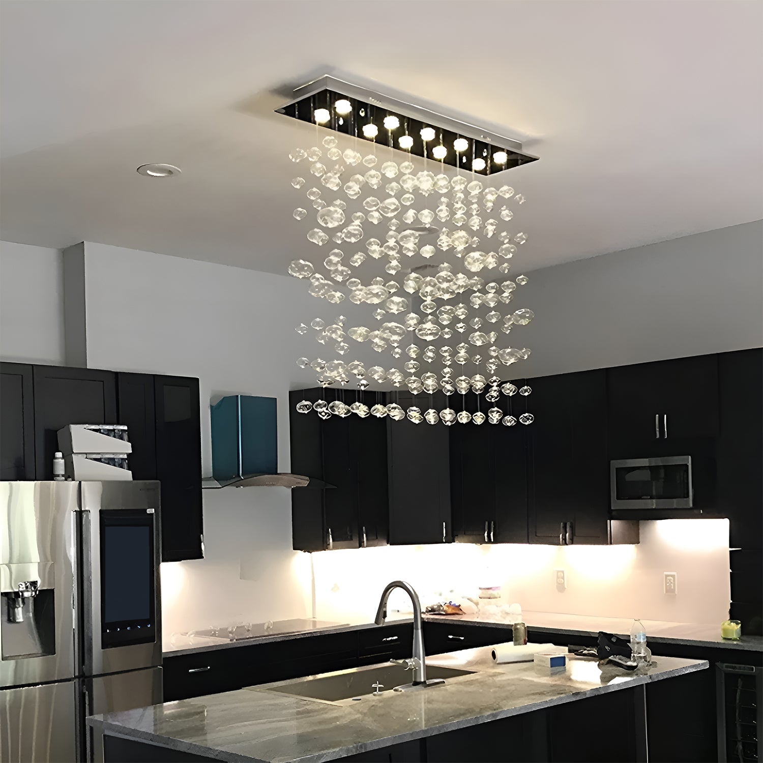 Rectangular Base Bubble Glass Chandelier - Ceiling Lights | LumiMuse