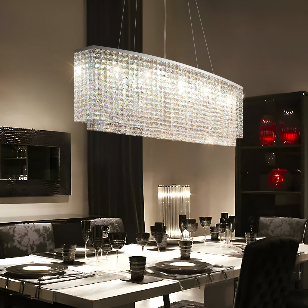 Rectangular Raindrop Crystal Pendant Light | LumiMuse