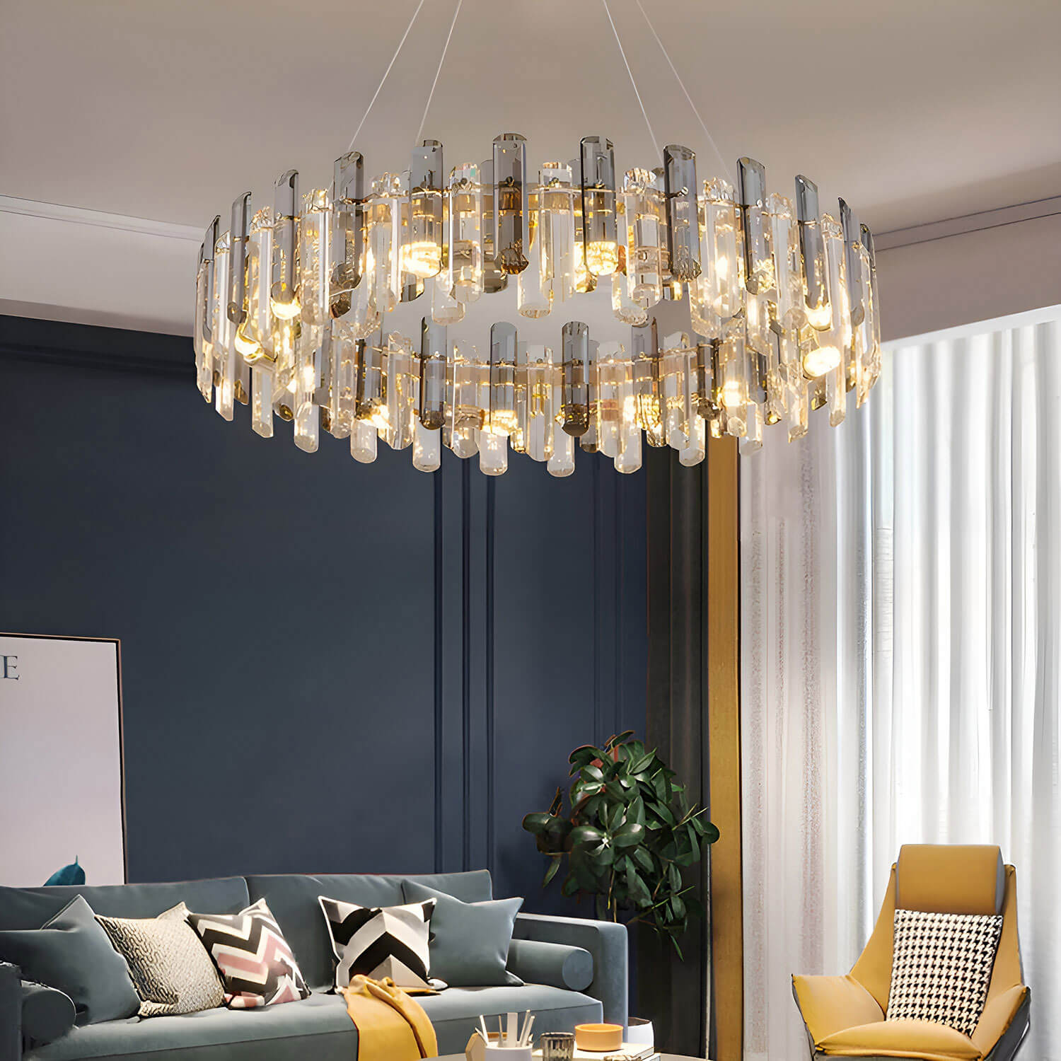 Round Glass Shade Gold Chandelier | Lumimuse