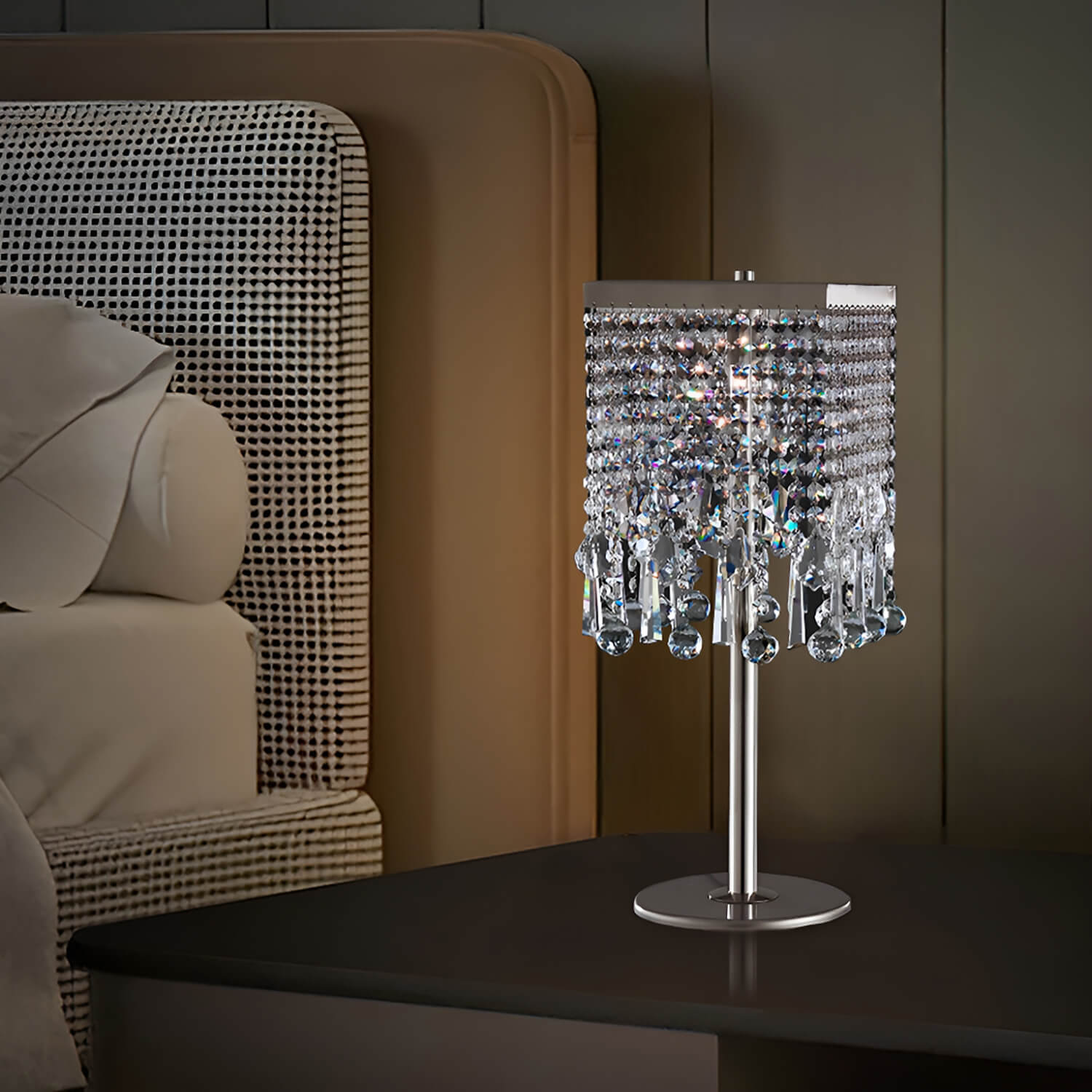 Sleek Crystal Table Lamp for Living Room Bedroom and Study  | LumiMuse