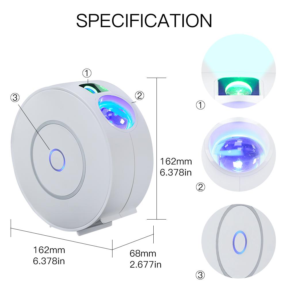 LumiMuse WiFi Smart Round Star Projector with Galaxy Nebula Cloud/Moving Ocean Wave Star Sky