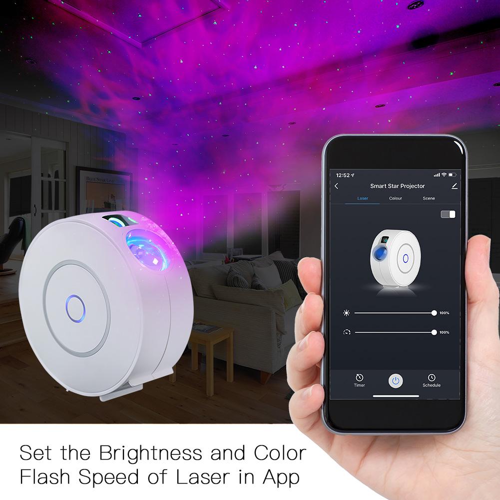 LumiMuse WiFi Smart Round Star Projector with Galaxy Nebula Cloud/Moving Ocean Wave Star Sky