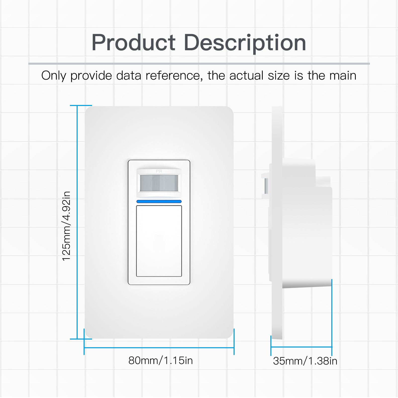 WiFi Smart Light PIR Motion Sensor Light Switch Single Pole Neutral Wire Required 110-125V