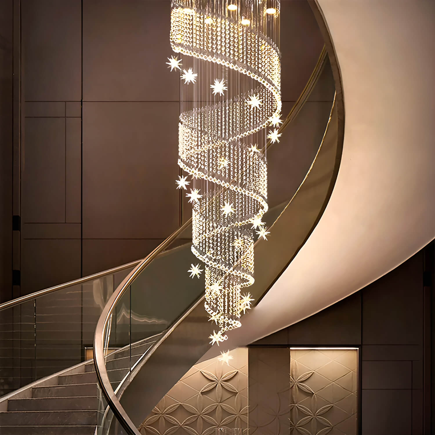 Spiral Meteor Shower Crystal Raindrop Chandelier - Staircase Chandelier | LumiMuse