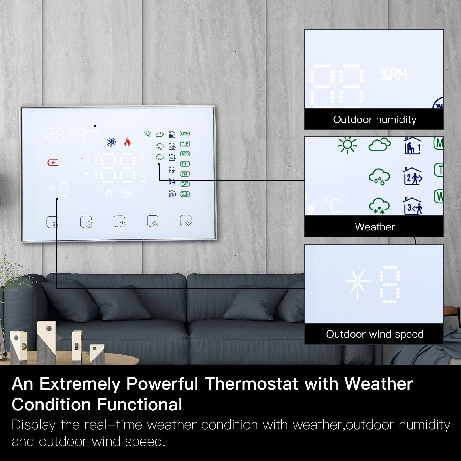 WiFi RF Programmable Thermostat  Smart Wall-hung Temperature Controller Wireless RF Receiver for Water/ Electric/ Gas Boiler Floor Heating