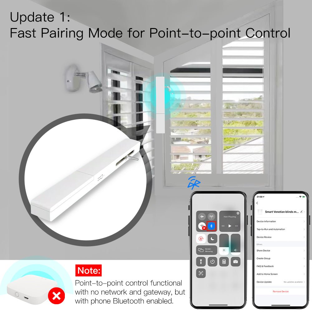 Bluetooth Smart Adjustable Blinds Motor USB Charging Plantation Shutters Window