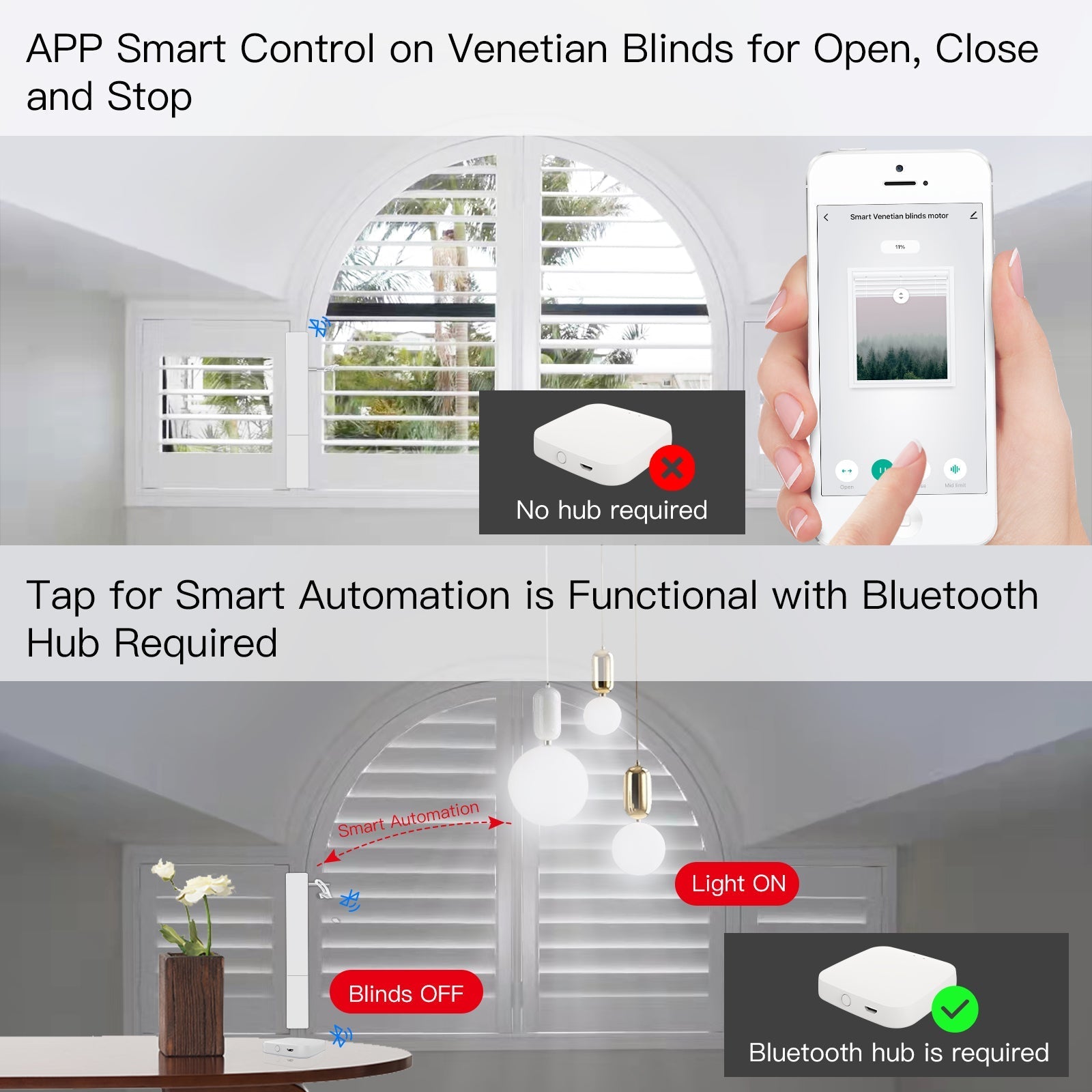 Bluetooth Smart Adjustable Blinds Motor USB Charging Plantation Shutters Window