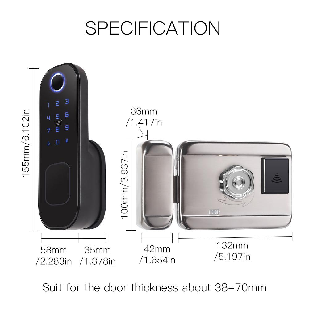 Wifi Tuya Smart Door Lock Fingerprint Digital Password Lock