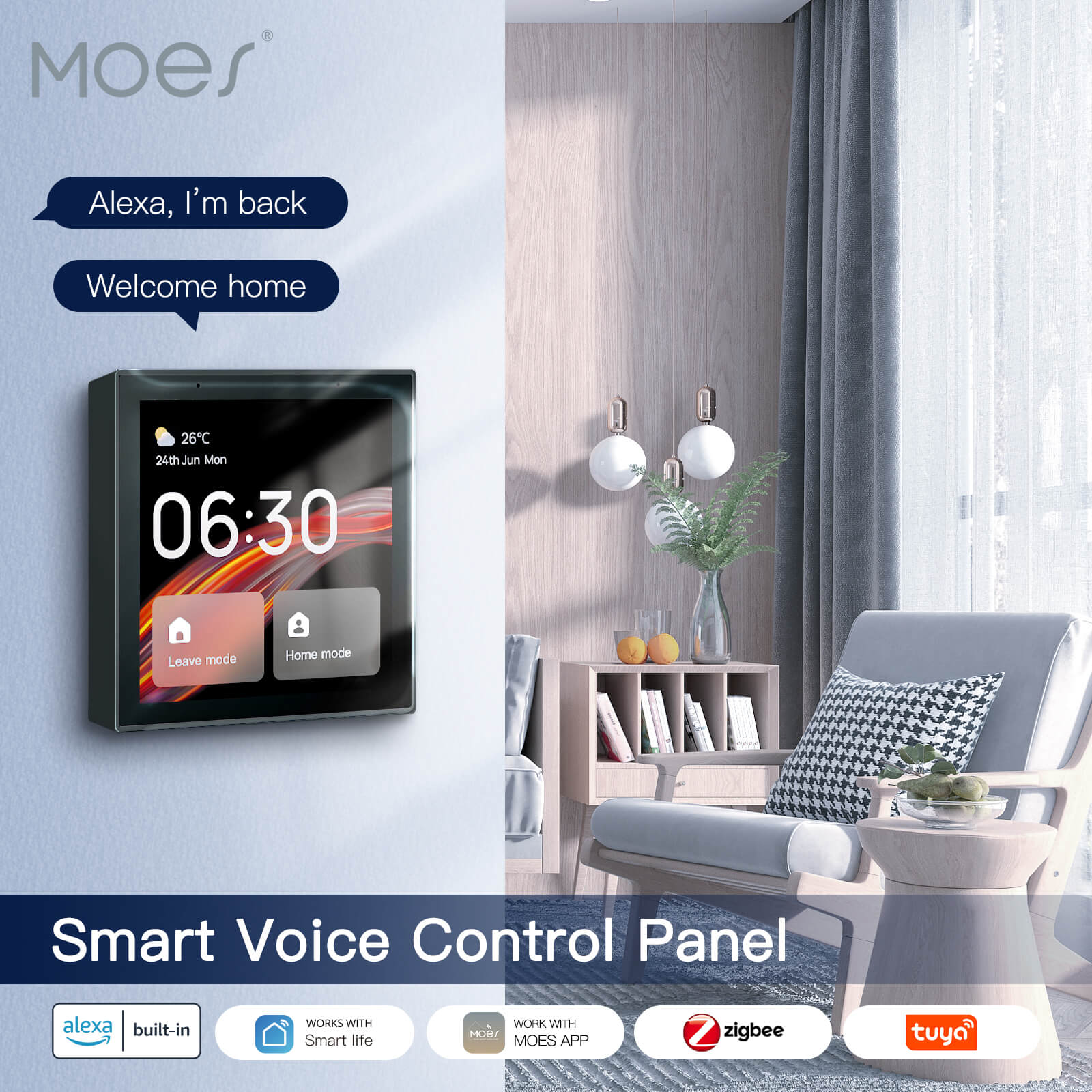 Tuya Wifi Smart Touch Screen Center Control Panel with Voice Control Alexa Built-in ZigBee Gateway Built-in