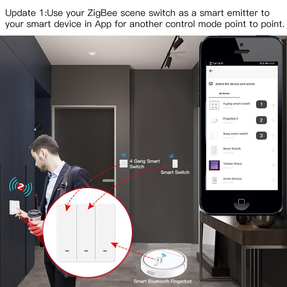 ZigBee Smart 9 Scene Mechanical Push Button Switch Multi-Control Battery Powered