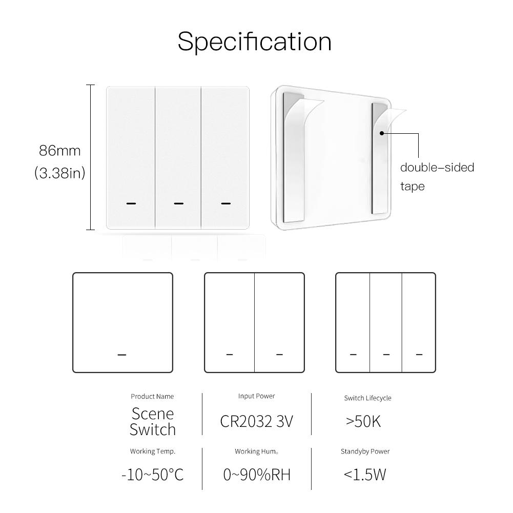 ZigBee Smart 9 Scene Mechanical Push Button Switch Multi-Control Battery Powered