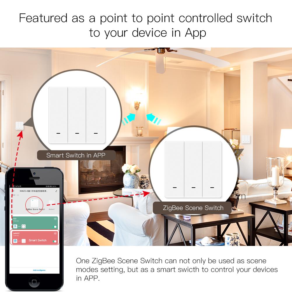 ZigBee Smart 9 Scene Mechanical Push Button Switch Multi-Control Battery Powered