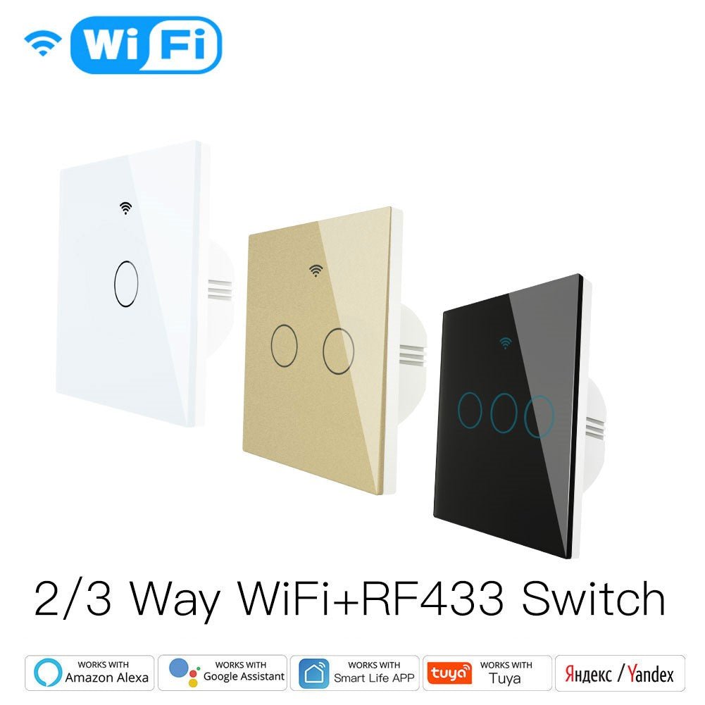 WiFi RF433 Smart Touch Light Switch 1/2/3/4 Gang 2 Way Multi-Control Neutral Wire Required EU | LumiMuse