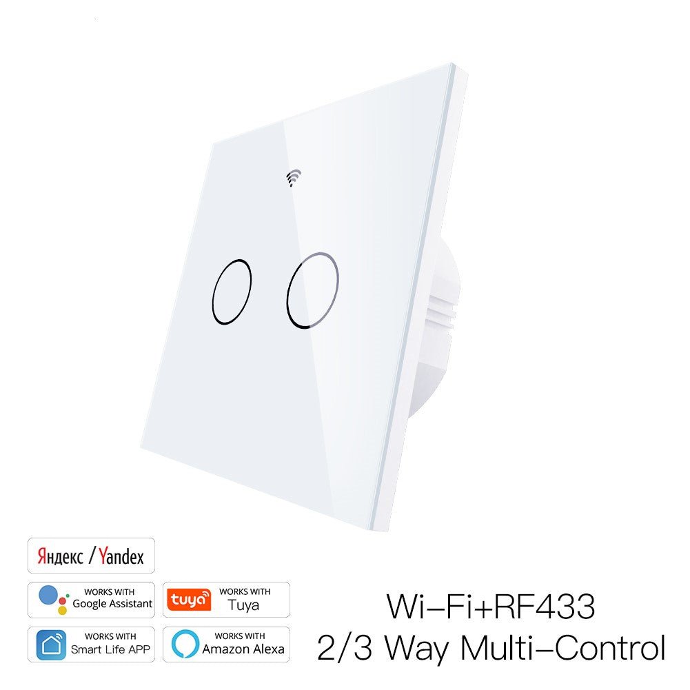 WiFi RF433 Smart Touch Light Switch 1/2/3/4 Gang 2 Way Multi-Control Neutral Wire Required EU