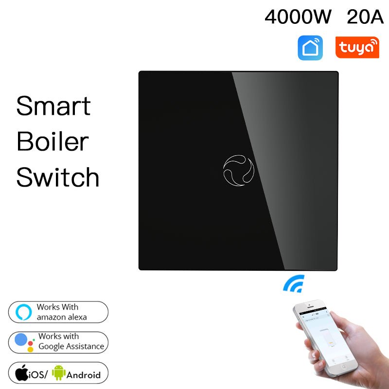 WiFi Smart Boiler Touch Switch Single Pole Neutral Wire Required 100-240V 20A EU Version