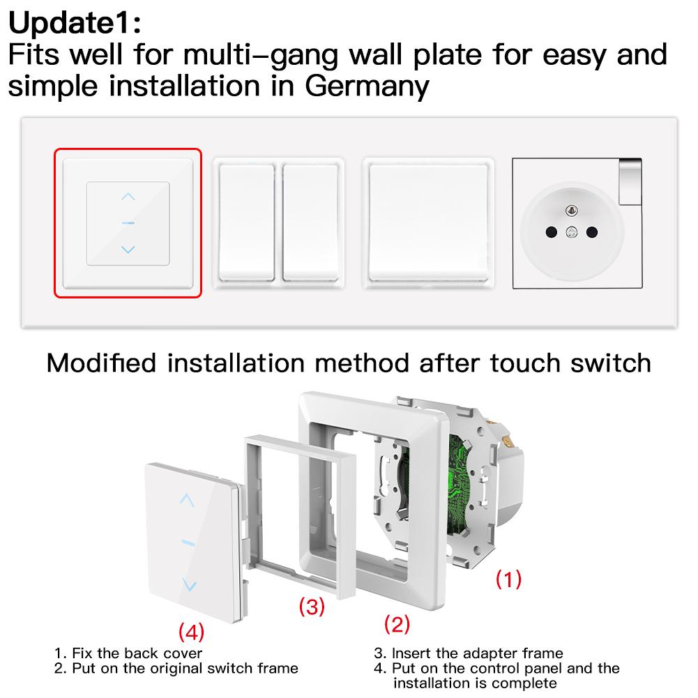 WiFi Touch Smart Curtain Switch Design for Motorized Curtains and Roller Blinds EU